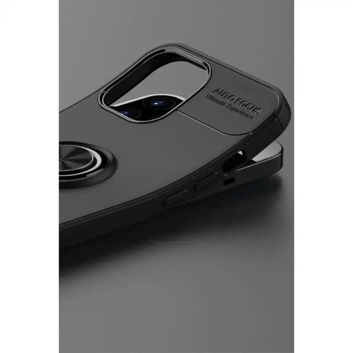 İphone 12 Pro Max Kılıf Range Yüzüklü Silikon - Siyah-gold
