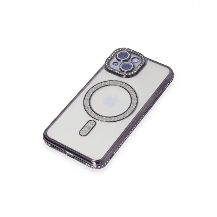 İphone 13 Kılıf Joke Simli Magneticsafe Kılıf - Derin Mor