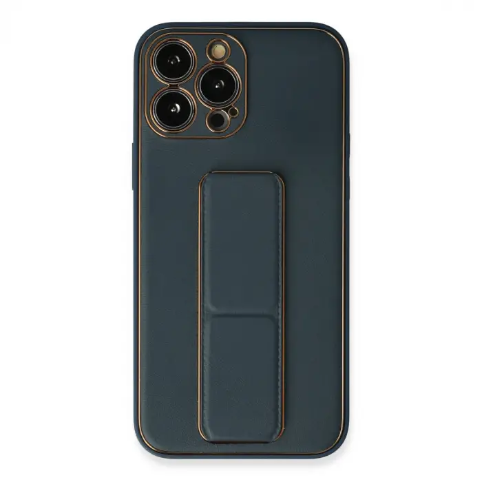 İphone 13 Pro Kılıf Coco Deri Standlı Kapak - Mavi