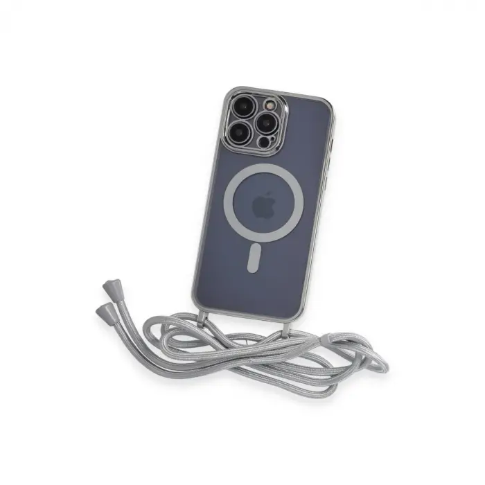 İphone 13 Pro Kılıf Divo Lazer Askılı Magsafe Kapak - Gümüş