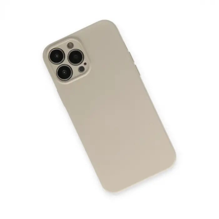 İphone 13 Pro Kılıf Nano İçi Kadife Silikon - Bej