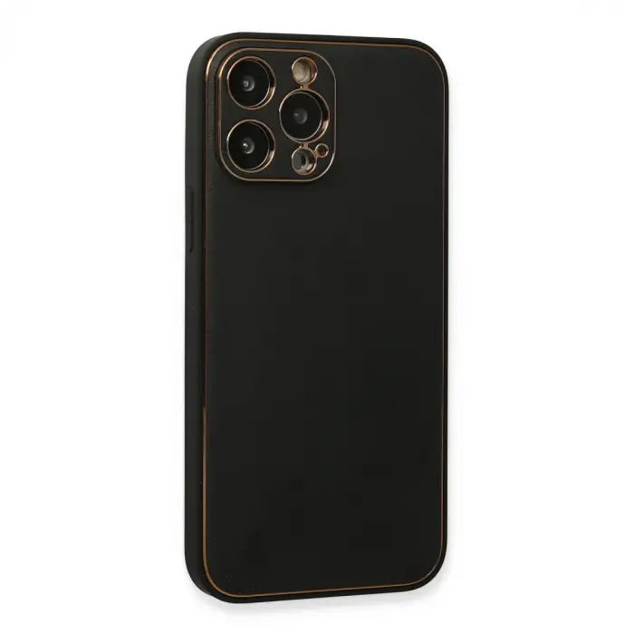 İphone 13 Pro Max Kılıf Coco Deri Silikon Kapak - Siyah