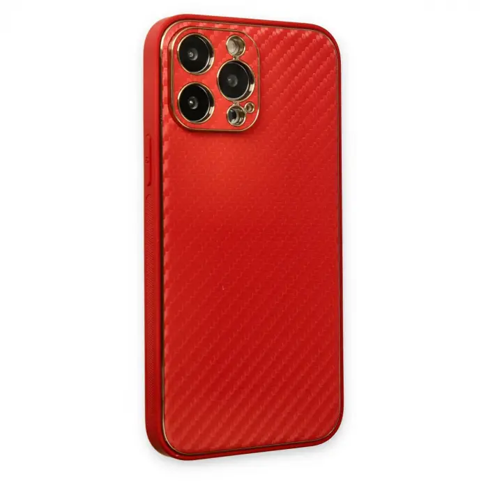 İphone 13 Pro Max Kılıf Coco Karbon Silikon - Kırmızı