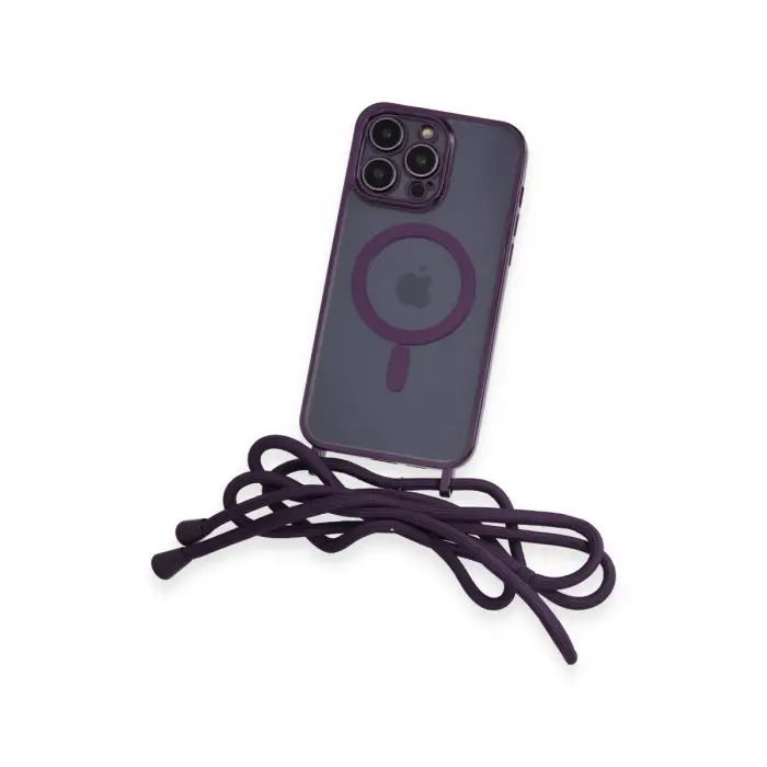 İphone 13 Pro Max Kılıf Divo Lazer Askılı Magsafe Kapak - Derin Mor