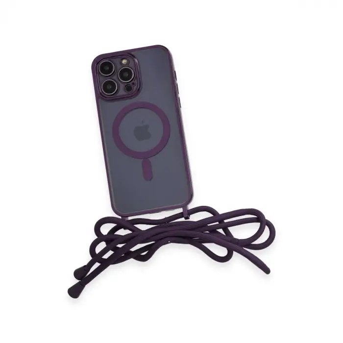 İphone 13 Pro Max Kılıf Divo Lazer Askılı Magsafe Kapak - Derin Mor