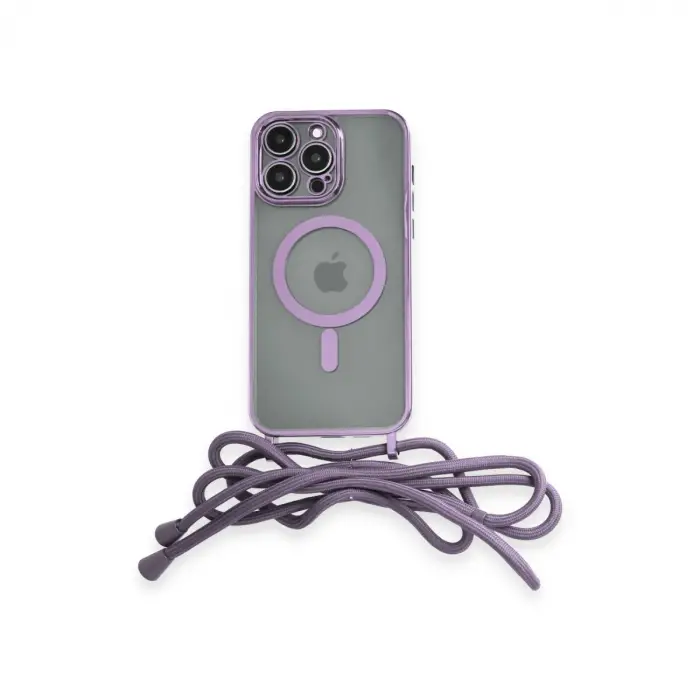 İphone 13 Pro Max Kılıf Divo Lazer Askılı Magsafe Kapak - Lila