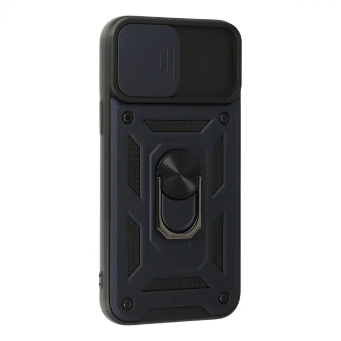 İphone 13 Pro Max Kılıf Pars Lens Yüzüklü Silikon - Lacivert