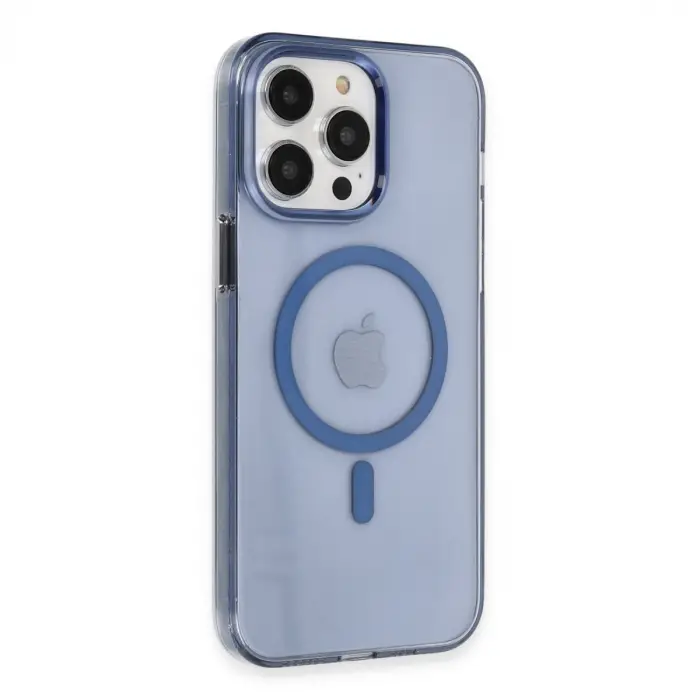 İphone 13 Pro Max Kılıf Tron Şeffaf Magsafe Kapak - Mavi