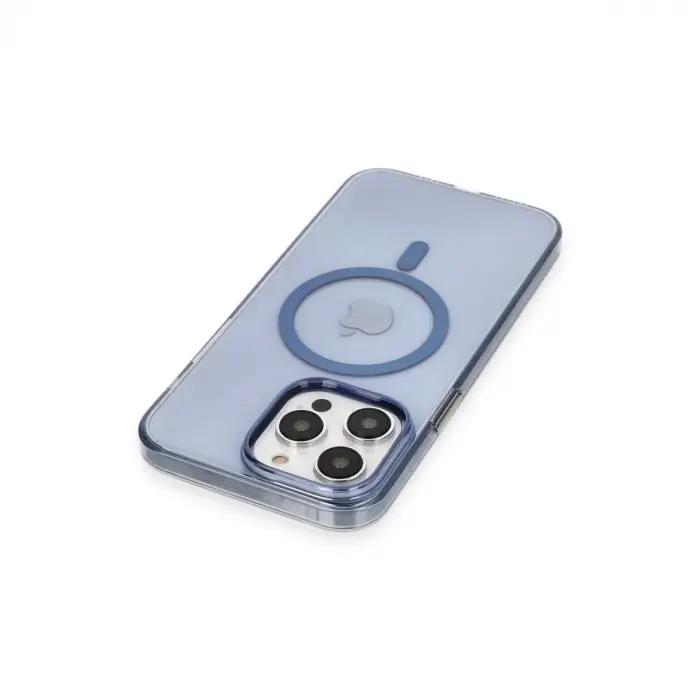 İphone 13 Pro Max Kılıf Tron Şeffaf Magsafe Kapak - Mavi