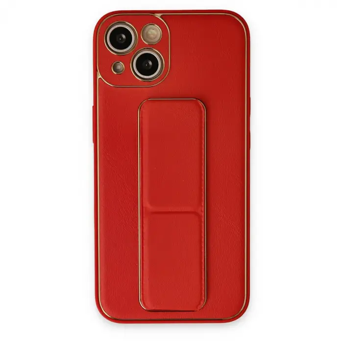 İphone 14 Kılıf Coco Deri Standlı Kapak - Kırmızı