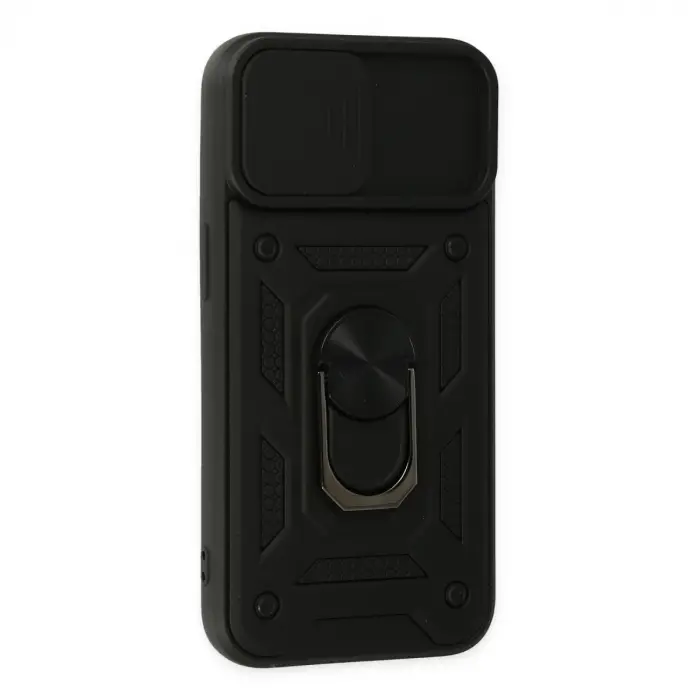 İphone 14 Kılıf Pars Lens Yüzüklü Silikon - Siyah