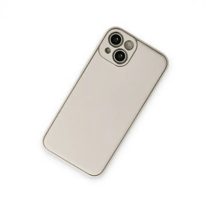 İphone 14 Plus Kılıf Coco Deri Silikon Kapak - Beyaz