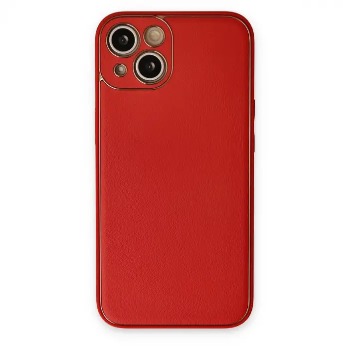 İphone 14 Plus Kılıf Coco Deri Silikon Kapak - Kırmızı