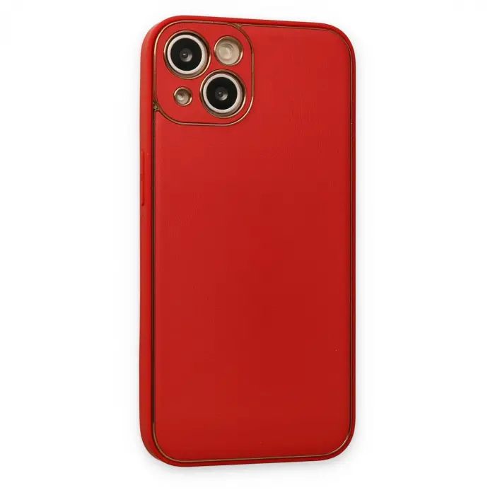 İphone 14 Plus Kılıf Coco Deri Silikon Kapak - Kırmızı
