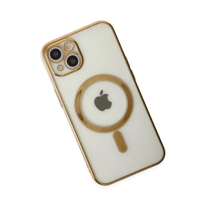 İphone 14 Plus Kılıf Magneticsafe Lazer Silikon - Gold