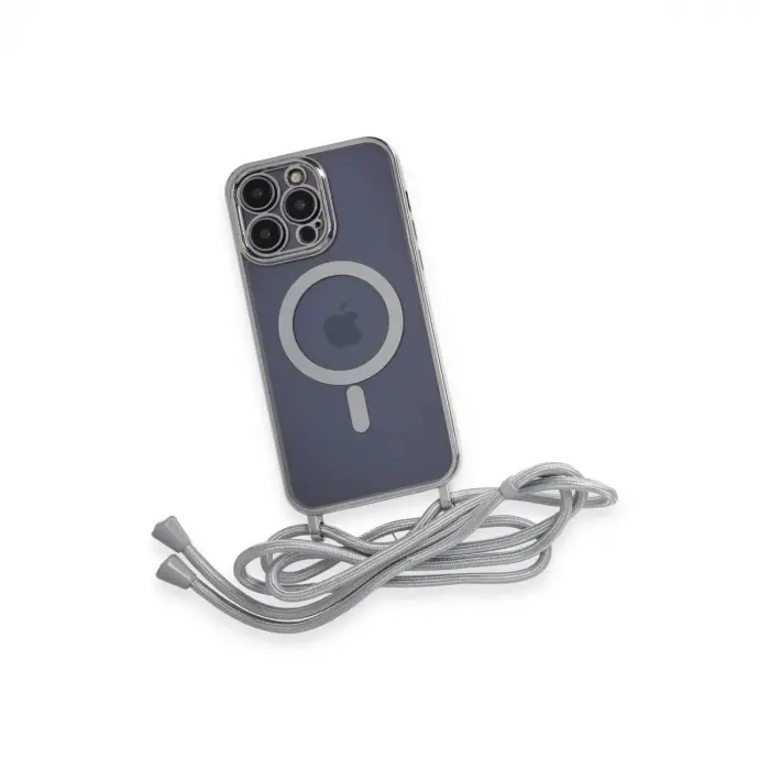 İphone 14 Pro Kılıf Divo Lazer Askılı Magsafe Kapak - Gümüş