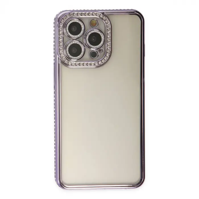 İphone 14 Pro Kılıf Joke Taşlı Silikon - Mor