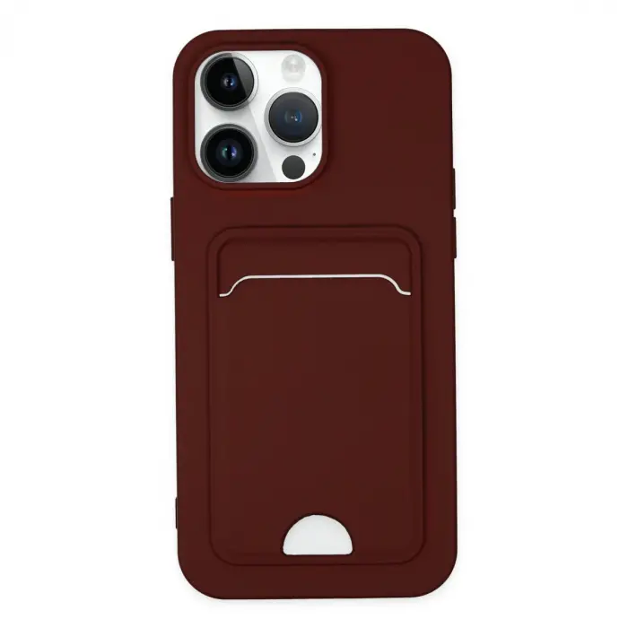 İphone 14 Pro Kılıf Kelvin Kartvizitli Silikon - Bordo