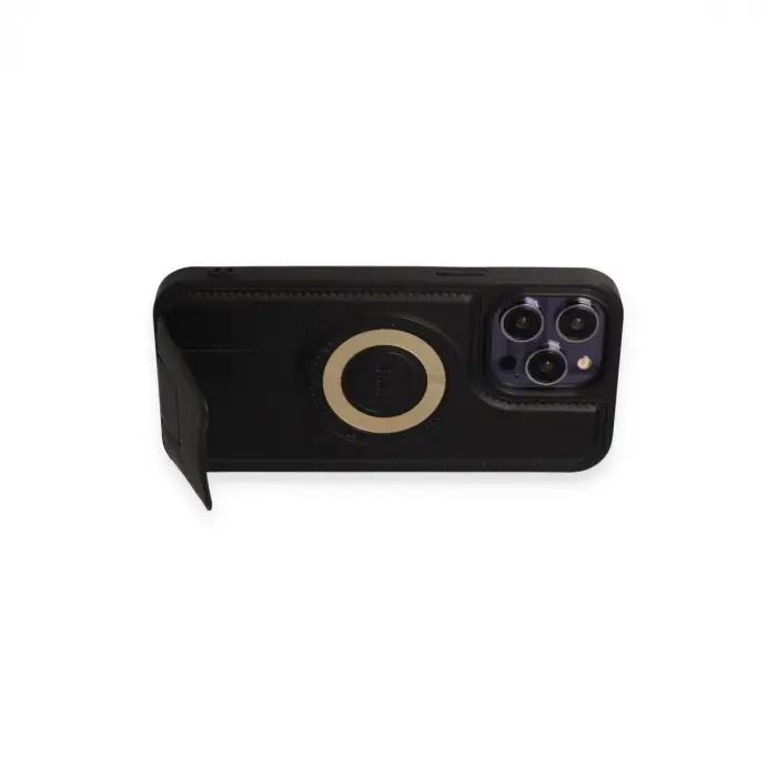 İphone 14 Pro Kılıf Merkür Magneticsafe Standlı Kapak - Siyah