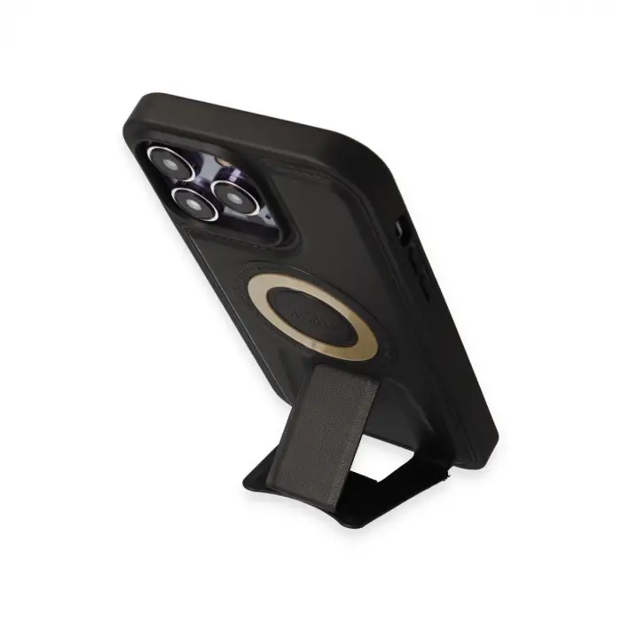 İphone 14 Pro Kılıf Merkür Magneticsafe Standlı Kapak - Siyah