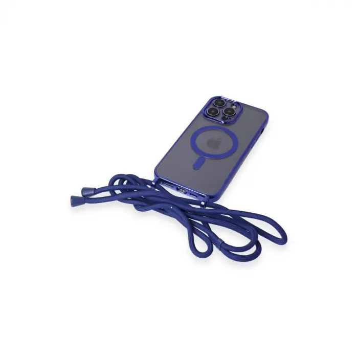 İphone 14 Pro Max Kılıf Divo Lazer Askılı Magsafe Kapak - Mavi