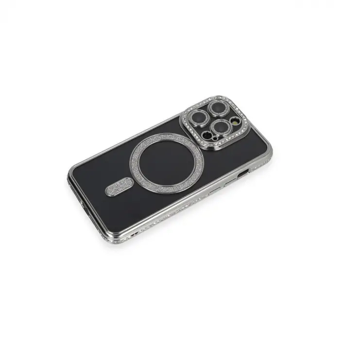 İphone 14 Pro Max Kılıf Joke Simli Magneticsafe Kılıf - Gri