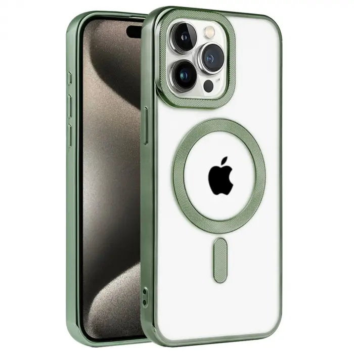 İphone 14 Pro Max Kılıf Kronos Magsafe Kapak - Koyu Yeşil