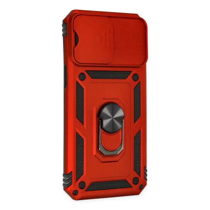 İphone 14 Pro Max Kılıf Pars Lens Yüzüklü Silikon - Kırmızı