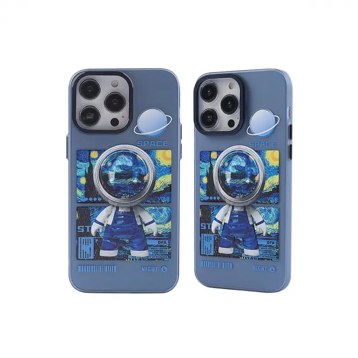 İphone 14 Pro Max Kılıf Prada Desenli Kapak - Prada Mavi - 1