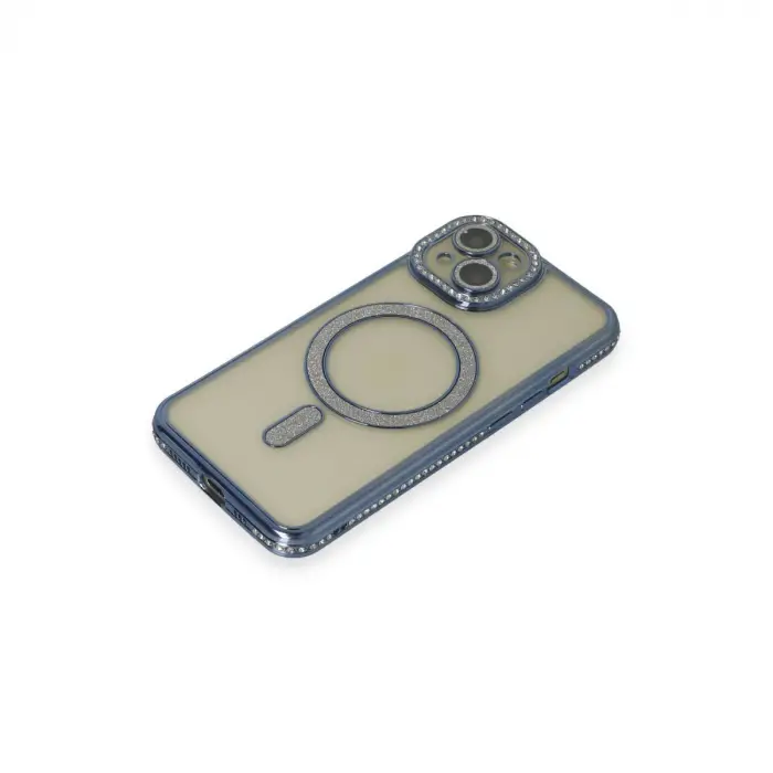 İphone 15 Kılıf Joke Simli Magneticsafe Kılıf - Lacivert