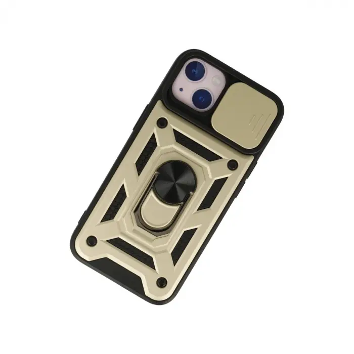 İphone 15 Kılıf Pars Lens Yüzüklü Silikon - Gold