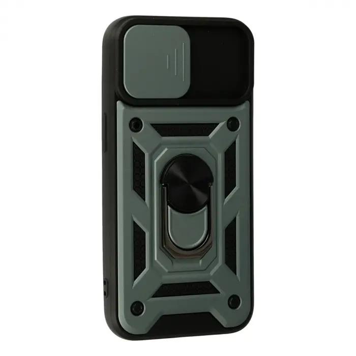 İphone 15 Kılıf Pars Lens Yüzüklü Silikon - Yeşil