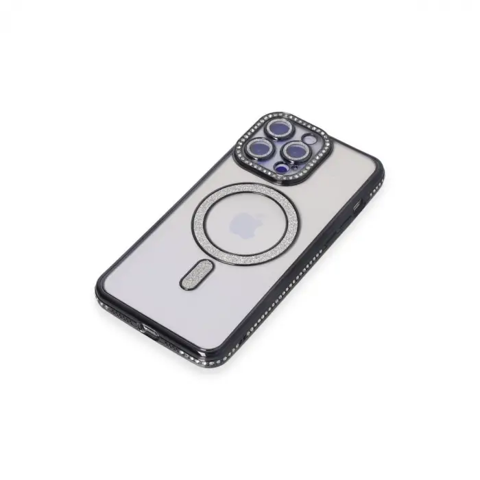 İphone 15 Pro Kılıf Joke Simli Magneticsafe Kılıf - Siyah