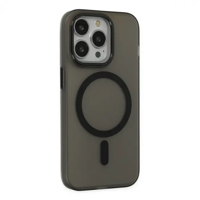 İphone 15 Pro Kılıf Lodos Magneticsafe Mat Kapak - Siyah