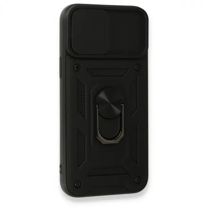 İphone 15 Pro Kılıf Pars Lens Yüzüklü Silikon - Siyah