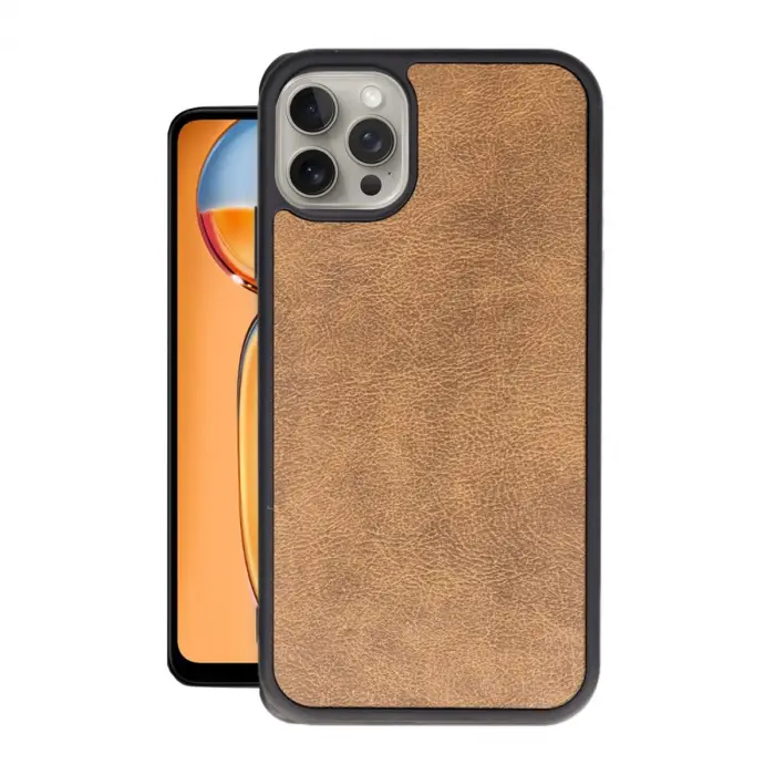İphone 15 Pro Max Kılıf Aras Deri Kapak - Taba
