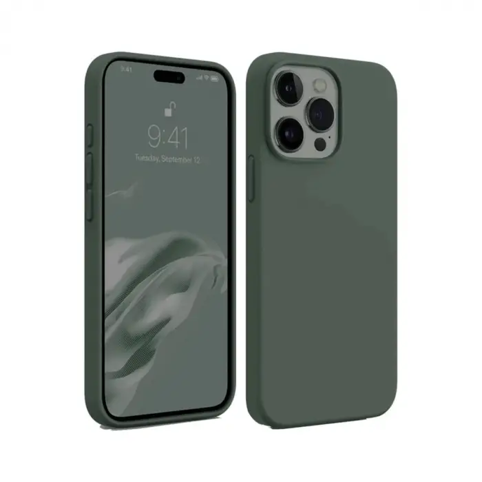 İphone 15 Pro Max Kılıf First Silikon - Koyu Yeşil