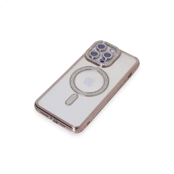 İphone 15 Pro Max Kılıf Joke Simli Magneticsafe Kılıf - Pembe