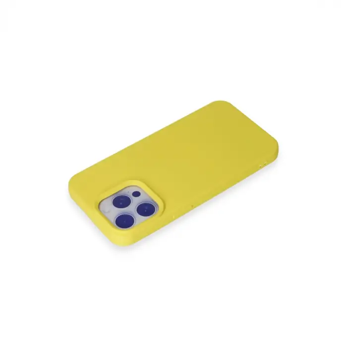 İphone 15 Pro Max Kılıf Nano İçi Kadife Silikon - Sarı