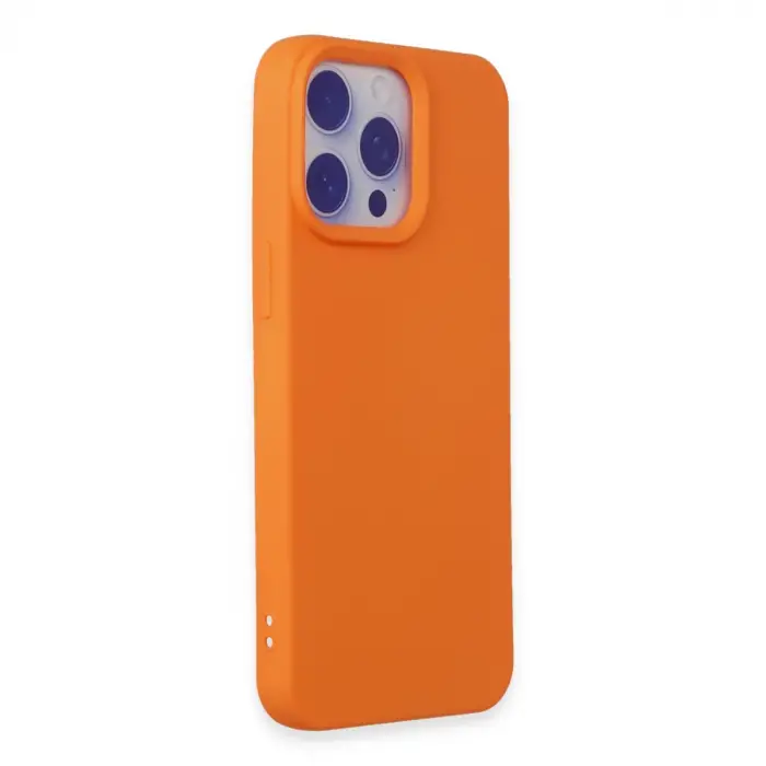 İphone 15 Pro Max Kılıf Nano İçi Kadife Silikon - Turuncu