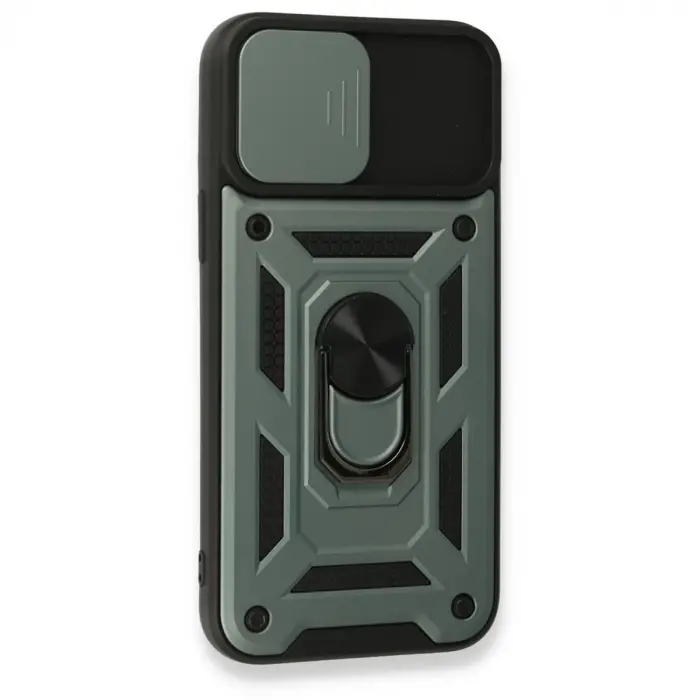 İphone 15 Pro Max Kılıf Pars Lens Yüzüklü Silikon - Yeşil