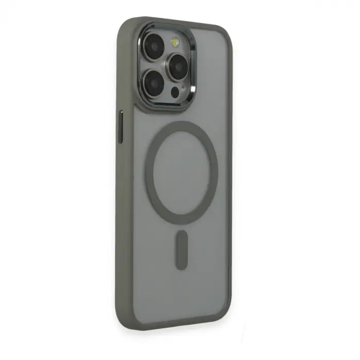 İphone 15 Pro Max Kılıf Room Magneticsafe Silikon - Gri