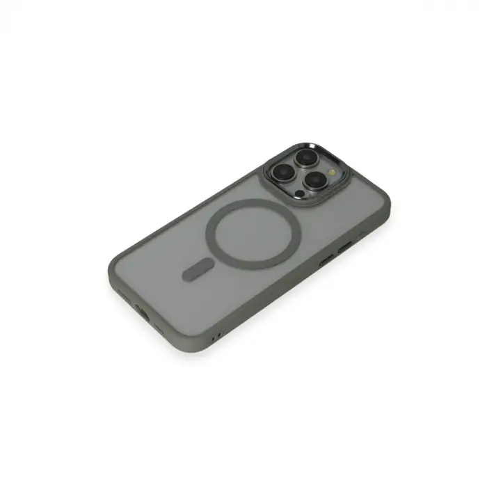 İphone 15 Pro Max Kılıf Room Magneticsafe Silikon - Gri