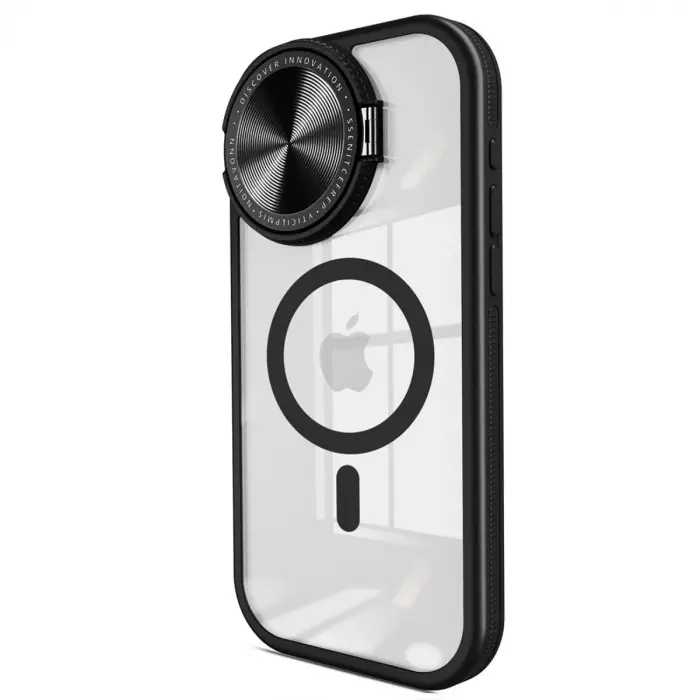 İphone 15 Pro Max Kılıf Teleskop Lens Magsafe Silikon Kapak - Siyah