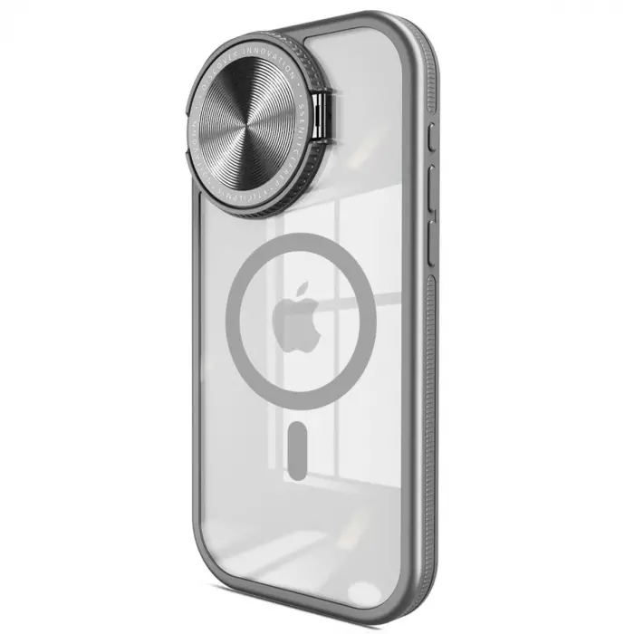 İphone 15 Pro Max Kılıf Teleskop Lens Magsafe Silikon Kapak - Titan Gri