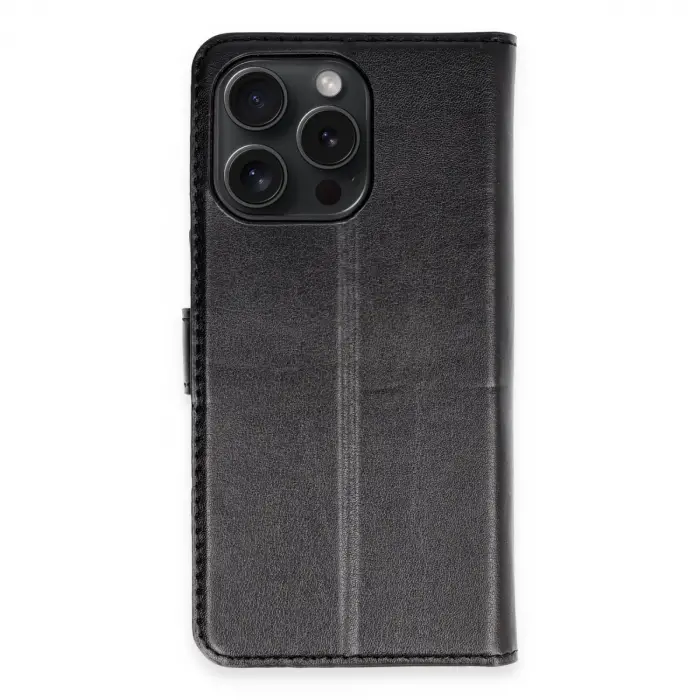 İphone 15 Pro Max Kılıf Trend S Plus Kapaklı Kılıf - Siyah