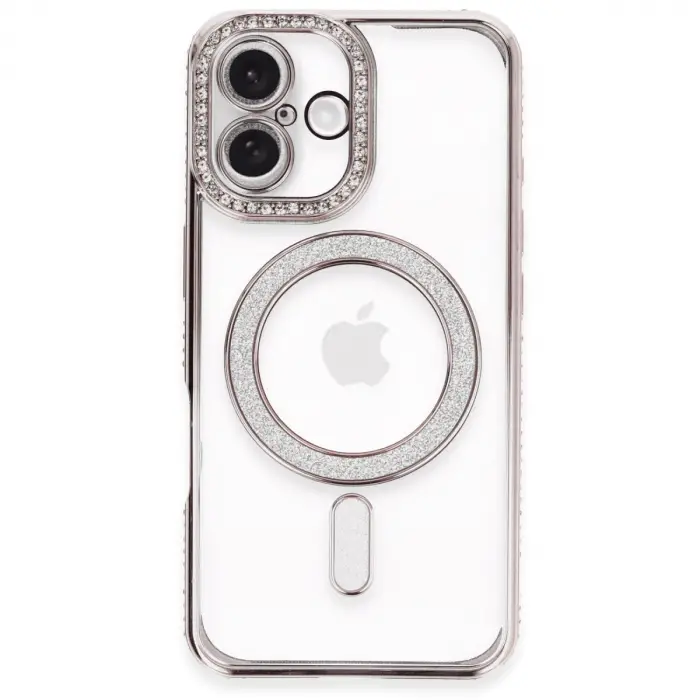 İphone 16 Kılıf Joke Simli Magneticsafe Kılıf - Pembe