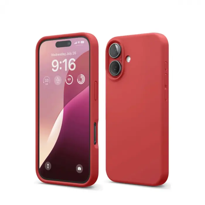 İphone 16 Kılıf Nano İçi Kadife Silikon - Kırmızı