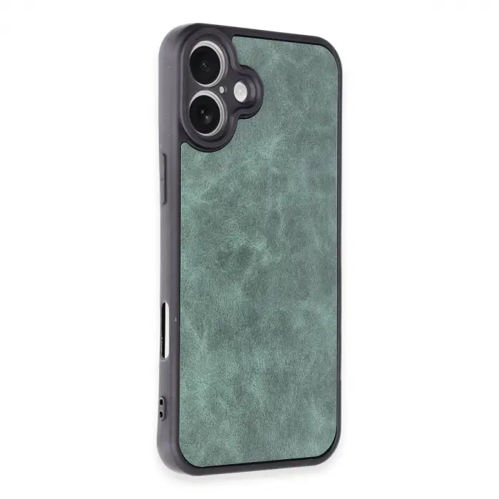 İphone 16 Plus Kılıf Aras Deri Kapak - Koyu Yeşil