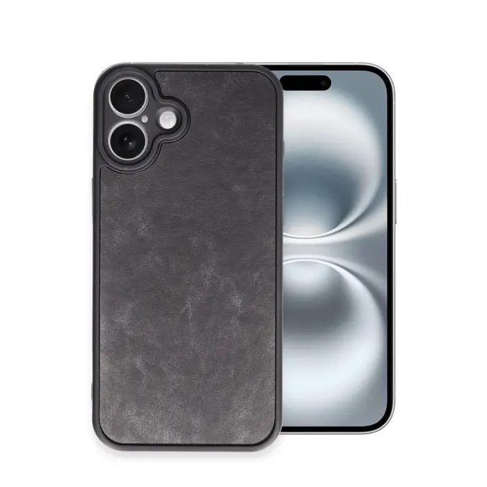 İphone 16 Plus Kılıf Aras Deri Kapak - Siyah